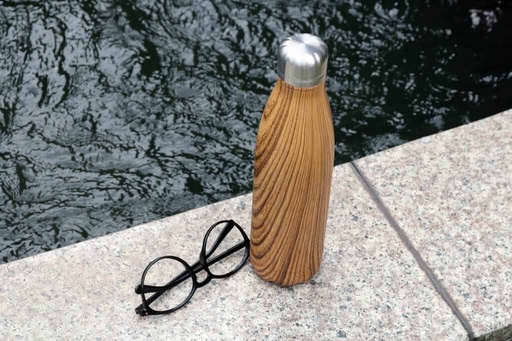 GEYER - Hans Larsen Stainless Steel Water Bottle with Wood Print - Brown