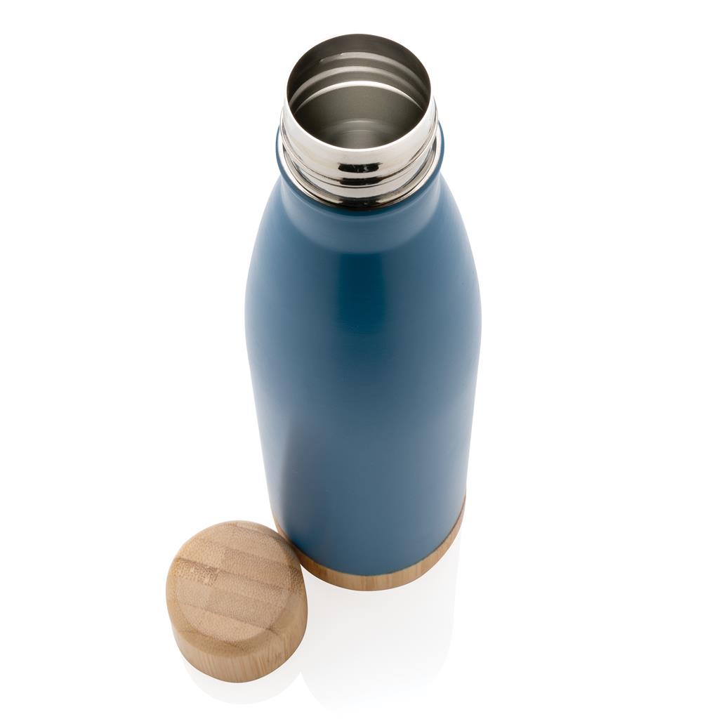 ODESSA - Giftology Double Wall Stainless Bottle with Bamboo Lid and Base - Blue