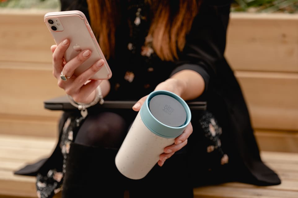 Circular Cup 12oz Cream & Faraway Blue