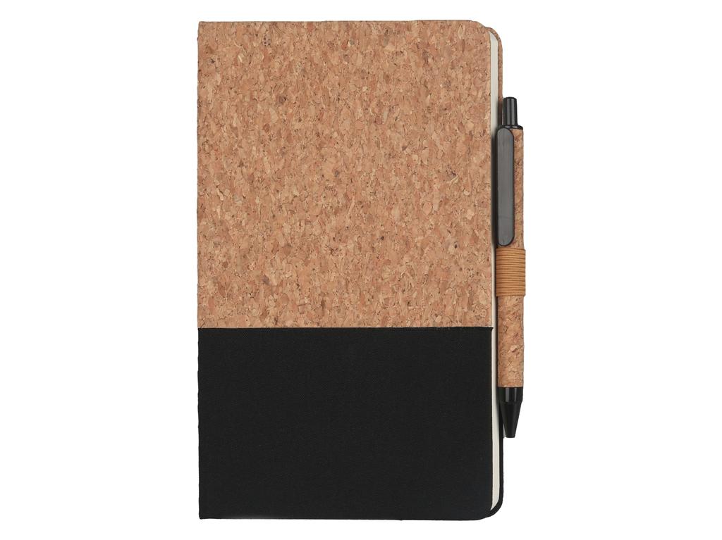 BORSA - eco-neutral A5 Cork Fabric Hard Cover Notebook and Pen Set - Black